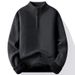 Men's Fleece-Lined Half-Zip Sweater – Winter Thermal Pullover With Stand Collar (M-4XL, Navy/Beige/Gray/Black) | 70% Wool Blend For Extreme Warmth_viptrois.com