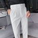 Men's Clothing Men's High Waist Straight Fit Summer Dress Pants - Wrinkle-Free Solid Color Casual Ankle-Length Trousers For Office & Travel_viptrois.com