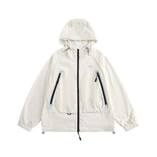 Men's Clothing Stylish Solid Color Hooded Ice Silk Sun Protection Jacket For Men, New Summer Trendy Loose Casual Double Zipper Sun Protection Coat_viptrois.com