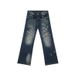 EF JEANS | 2025 Spring New American Street Irregular Tie-dye Ripped Jeans Slightly Loose Tide_viptrois.com