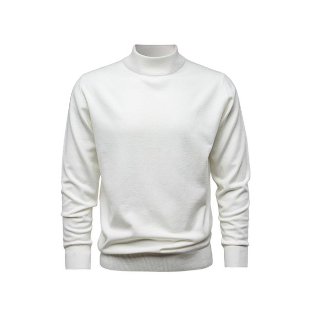 Men's Semi-turtleneck Wool Sweater Autumn And Winter New Solid Color Pullover Knitted Top Lazy Style Men's Sweater Bottoming Shirt_viptrois.com