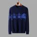 Loom Loom 2025 Autumn Winter New Thickened Wool Sweater Men's Round Neck Blue Jacquard European American Style Manufacturer_viptrois.com