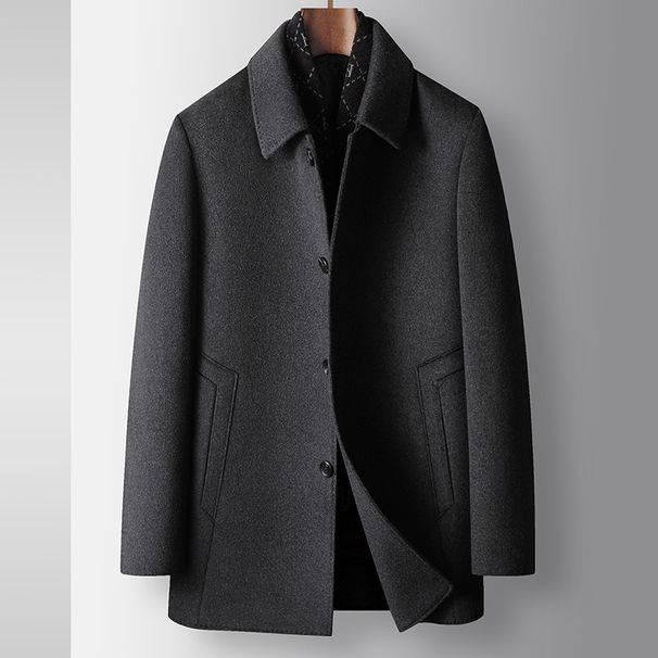 Men's Clothing autumn and winter executive lapel business detachable Silk cotton vest middle aged and young people double sided woolen coat_viptrois.com