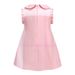 Mother & Kids Summer New Bow Short Sleeved Princess Dress Plaid Girls Cotton Dress_viptrois.com