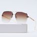 2025 New Metal Double Beam Half Frame Sunglasses Men's Driving Classic Vintage Plaid Printed Sunglasses_viptrois.com
