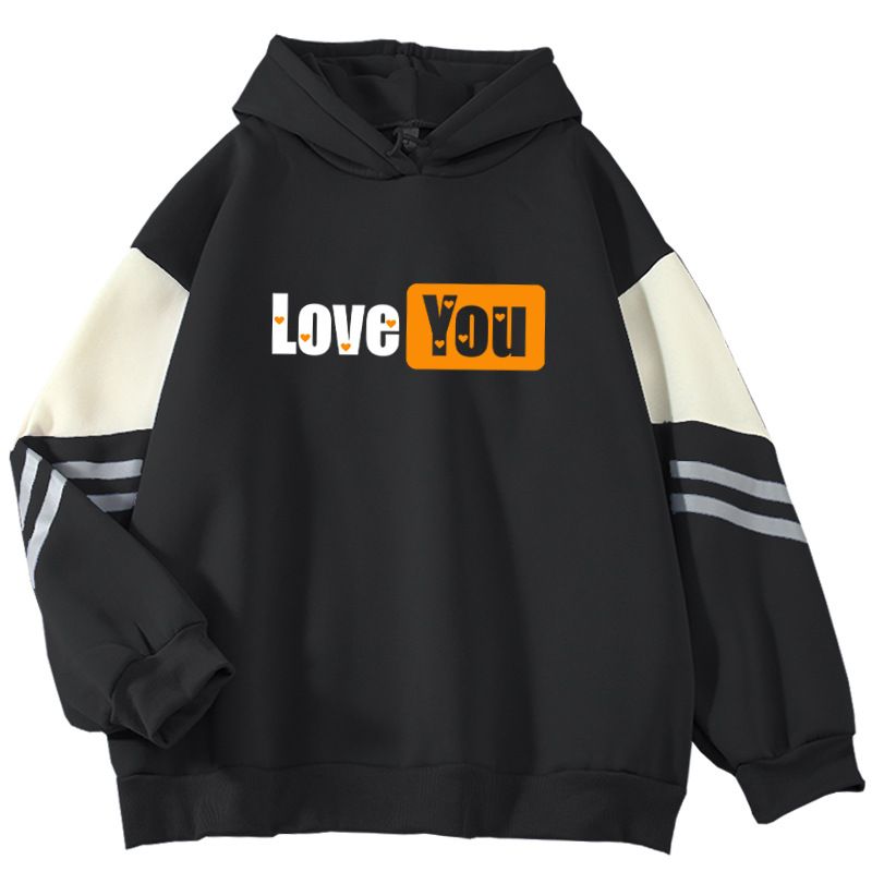 2024 Spring And Autumn New Color Block High-End Artistic LOVE YOU Cool Internet Celebrity Long Sleeve Sweatshirt_viptrois.com