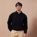 Men's Slim-Fit V-Neck Knit Polo Shirt - Rugged & Stylish Long Sleeve Waffle Texture Sweater_viptrois.com