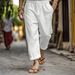 Men's Cotton Linen Trousers - Summer Casual Pants With Drawstring Elastic Waist | Straight Leg & Breathable Solid Color Lightweight Pants_viptrois.com