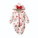 Unisex Baby Hooded Romper With Heart & Bow Design - Soft Cotton Zip-Up Jumpsuit For Infants & Toddlers (80-100cm)_viptrois.com