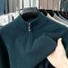 Men’s Half-Zip Knit Sweater – Warm Winter Pullover (Burgundy/Black/Camel/Tibetan Blue/Greyish, M-XXXXL)_viptrois.com