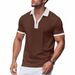 Men's Clothing Men's Waffle Zipper Lapel Fashion Short Sleeved T Shirt Polo Shirt Golf Shirt_viptrois.com