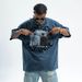 American Street Style 250G Washed Vintage Printed Short Sleeve T-Shirt Unisex Pure Cotton Loose Fit_viptrois.com