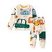 Long Sleeved Children's Home Clothes New Spring And Autumn Boys And Girls Suits Cotton Cute Excavator Home Clothes Two Piece Suit_viptrois.com