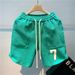 Men's Clothing Men's Summer Versatile Trendy INS Style Embroidered Shorts Loose Fit Sporty Casual Five Point Pants_viptrois.com