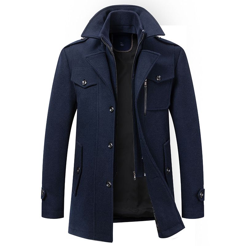 Men's Clothing Autumn And Winter Woolen Coat Middle Aged Double Layer Collar Wool Coat Jacket _viptrois.com