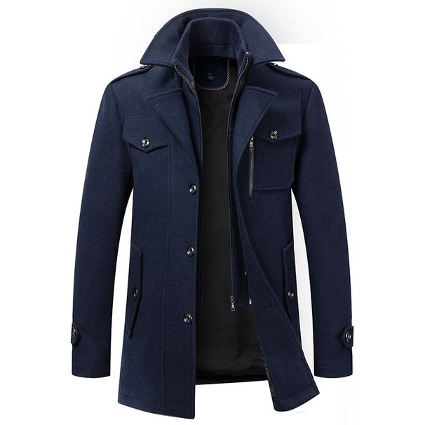 Men's Clothing Autumn And Winter Woolen Coat Middle Aged Double Layer Collar Wool Coat Jacket _viptrois.com