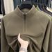 Men's Clothing Thermal Long Sleeve T-Shirt, Fleece-Lined Winter Base Layer, Soft Brushed Fabric, High Neck Zip-Up Sweatshirt, Warm Casual Pullover_viptrois.com