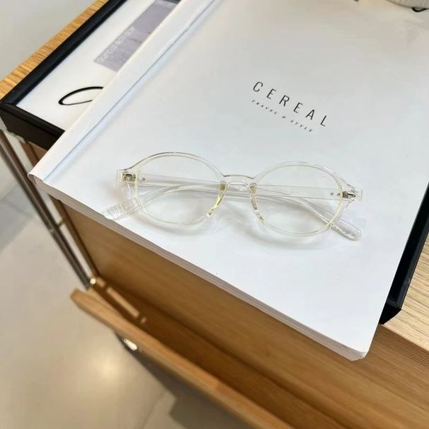 2024 TR90 Small Oval Flat Mirror Network Popular Women's Fashion Plain Eyes Frame Trendy Anti Blue Light Glasses_viptrois.com