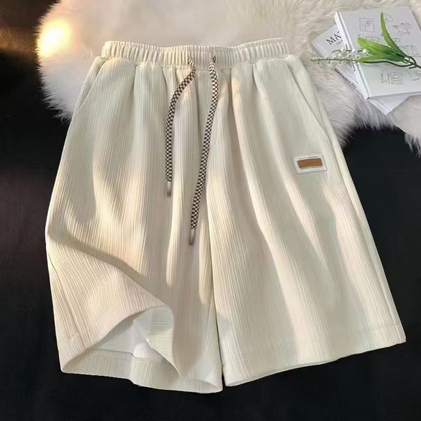 Men's Clothing Summer Ice Silk Shorts Loose Salt Series 3 Casual Wide Leg Mid Length Pants_viptrois.com