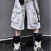 Men's Clothing High Street Dirty Workwear Denim Knee Length Shorts Niche All Match Trendy Loose Straight Leg Cropped Trousers_viptrois.com