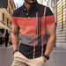 Men's Clothing Summer European And American Men's Daily Casual Striped Print Lapel Short Sleeved Polo Shirt_viptrois.com