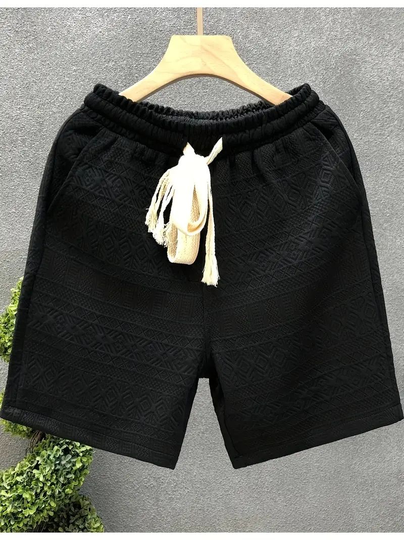 Men's Clothing White Jacquard Shorts Thin Casual Shorts Ethnic Straight Pants_viptrois.com