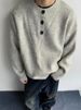 American Style Henley Collar Sweater For Men, Spring And Autumn Lazy Style, High-End Knitted Sweater, Cleanfit Jacket_viptrois.com