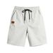 Men's Cotton Linen Shorts Straight Leg Solid Color Breathable Drawstring Elastic Waist Daily Beach Casual Five Point New_viptrois.com