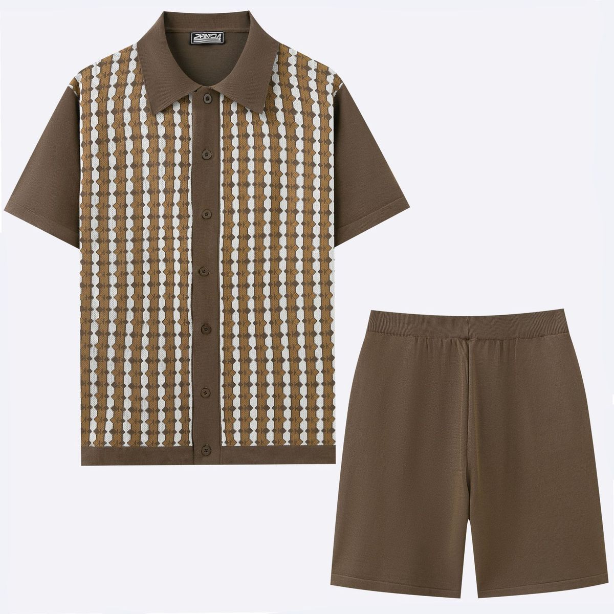Men's Clothing Casual Cool Silk Knitted POLO Shirt Suit Short Sleeved Jacquard Two Piece Suit For Men SY0181_viptrois.com