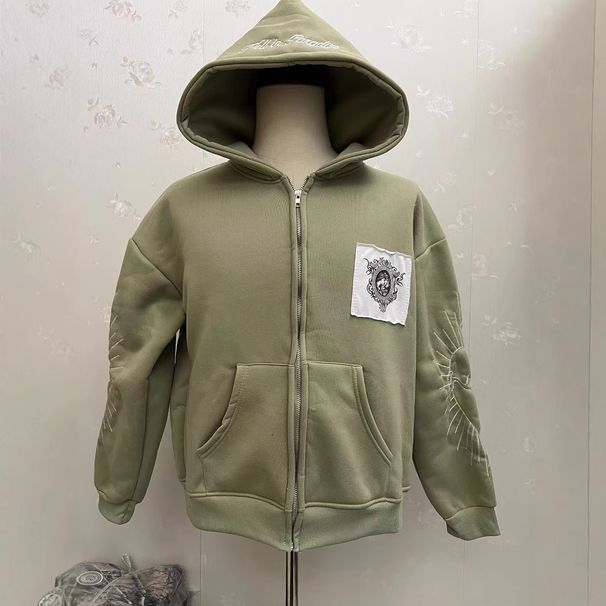 Men's Clothing Cross Border New Style Heaven Hell Zipper Sweatshirt European And American Y2k Jacket Dark Zipper Coat_viptrois.com