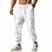 Premium Products 2025 New Summer And Autumn Cotton And Casual Leg Bundle Multi Pocket Tether Solid Color Loose Large Size Work Pants For Men_viptrois.com