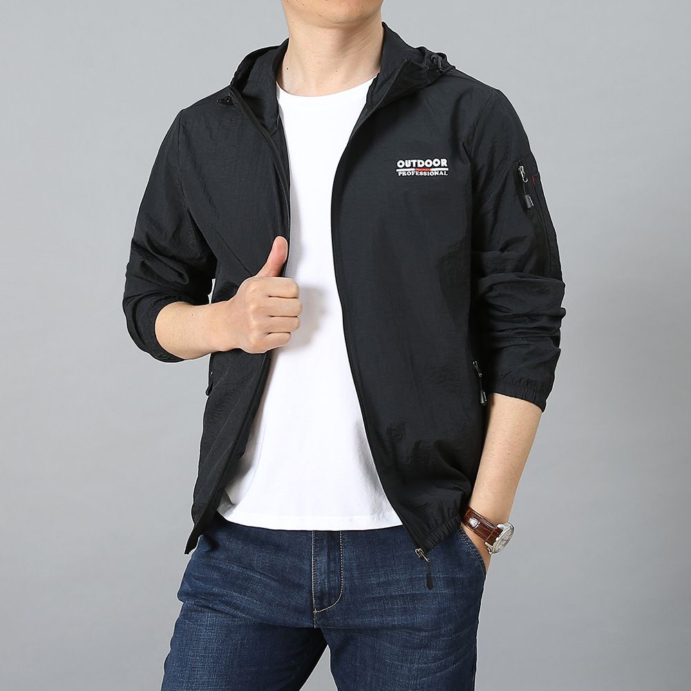 Men's Lightweight Sun Protection Jacket, Summer Outdoor Loose Fit Breathable UPF Sun Shirt With Hood For Sports & Casual Wear_viptrois.com