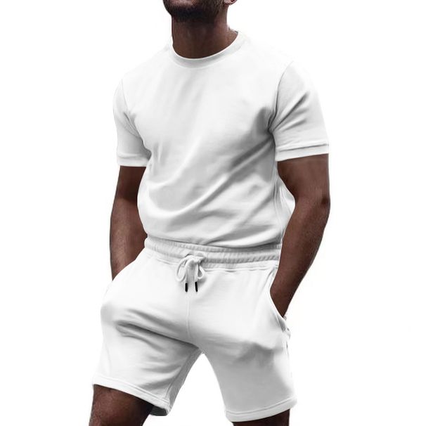Foreign Trade Summer European And American Independent Station Cross-border Fitness Suit Round Neck T Men's Casual Large Size Sports Suit Men's Spot_viptrois.com