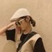 Beige Cotton Linen Forward Artistic Beret For Women Summer Autumn Thin Duckbill Cap Reversible Detective Hat Trendy_viptrois.com