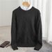 Men's Korean-Style Jacquard Sweater – Thickened Round Neck Pullover (Black/Khaki/Beige/Light Blue/Medium Gray, Sizes S-3XL_viptrois.com