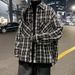 Xiaoxiangfeng Jacket Men's Spring And Autumn High-end Sense American Trend High Street Men's Black And White Plaid Shirt Jacket Clothes_viptrois.com