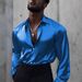 Men's Clothing Spring And Autumn New European And American Men's Solid Color Long Sleeve Shirt Home Leisure Silky Fashion Shirt Cross Border Men_viptrois.com