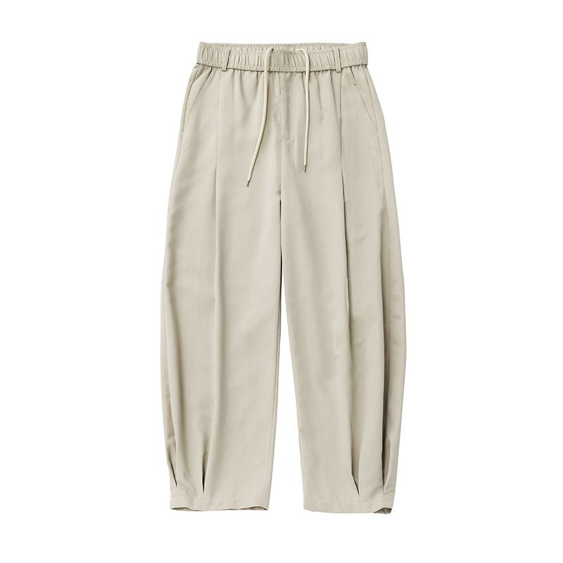 Men's Clothing Wide Leg Casual Pants For Men, New Style For Spring And Summer, Pleated Design, Scimitar Pants, Textured Trendy Brand Sports Trousers_viptrois.com