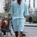 Men's Clothing Summer Men's Jacquard Sports Suit V Neck Quick Drying Short Sleeved Ice Feeling Shorts Elastic High Street Two Piece Suit_viptrois.com