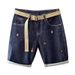 Summer New Trendy Belt Labeling Fashionable Boys' Shorts Simple, Casual, Versatile, Micro Elastic Half Cut Cowboy Mid_viptrois.com