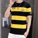 Ultra Thin Cool Breathable Short Summer Middle-aged And Young Striped Half Sleeved T-shirt For Men's Sweatshirt_viptrois.com
