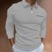2025d Flat Fabric Silky Comfortable Polo Shirt Men's Plus Size Summer Thin Solid Color Long Sleeve_viptrois.com