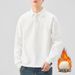 Nordmann Shanggu Clothing Autumn Winter New Men's Fleece Lined Turn-down Collar Long Sleeve Polo Shirt Japanese Style Loose_viptrois.com