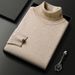 Men’s High-Neck Winter Sweater – Thickened Loose Fit Knit Pullover In Solid Colors (Caramel/Extra Black/Medium Gray/Camel/Ivory White/Tibetan Blue_viptrois.com