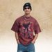 Washed T-Shirt American Print Loose Sleeve Short Wide Fit_viptrois.com