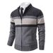 Pure 2025 New Men's Stand Collar Trendy Fashion Casual Color Block Knitted Cardigan Sweater Jacket Wholesale_viptrois.com