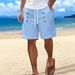 Men's Clothing Men's Summer Cotton And Linen Casual Shorts Beach Loose Straight Button Shorts_viptrois.com