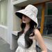 Sunscreen Hat For Women's Outings, Black Rubber, UV Protection, Large Brim, Face Covering, Fisherman Hat, Casual And_viptrois.com