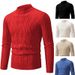 Trendy Oversized Sweater For Men - Vintage Cable Knit Design Pullover | Soft Polyester Blend | Machine Washable | Sizes (White/Black/Red/Khaki/Blue)_viptrois.com