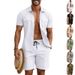 Men's Lightweight Linen-Look Shirt & Shorts Set | Casual Vacation Utility Style Outfit Lightweight & Breathable Fabric_viptrois.com